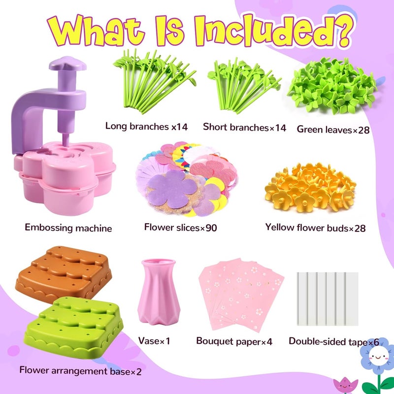 GPPNKC Flower Bouquet Craft Kit Flowers Market Toy Educational Toys Fun DIY Activity Set Christmas Birthday Gift for 4 5 6 7 8+ Year Old Girls and Boys - Image 2